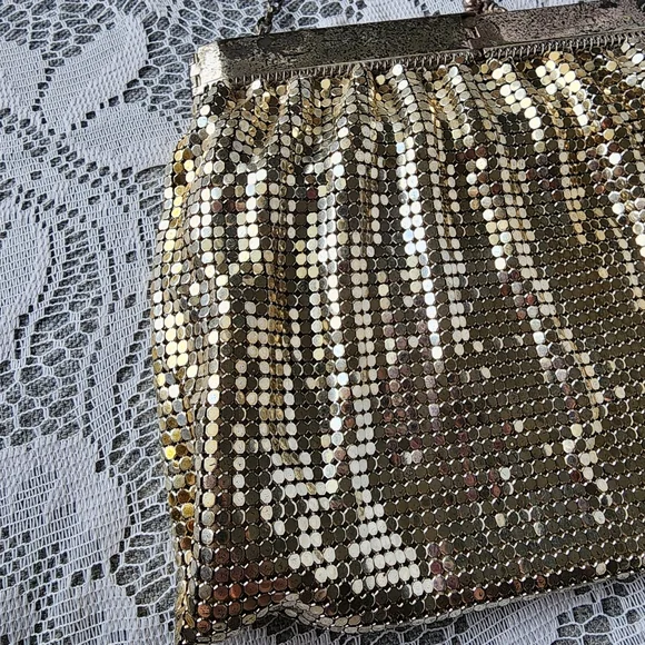 Vintage 1950s Whiting & Davis Gold Mesh Evening Bag Style 2908 Made in USA
